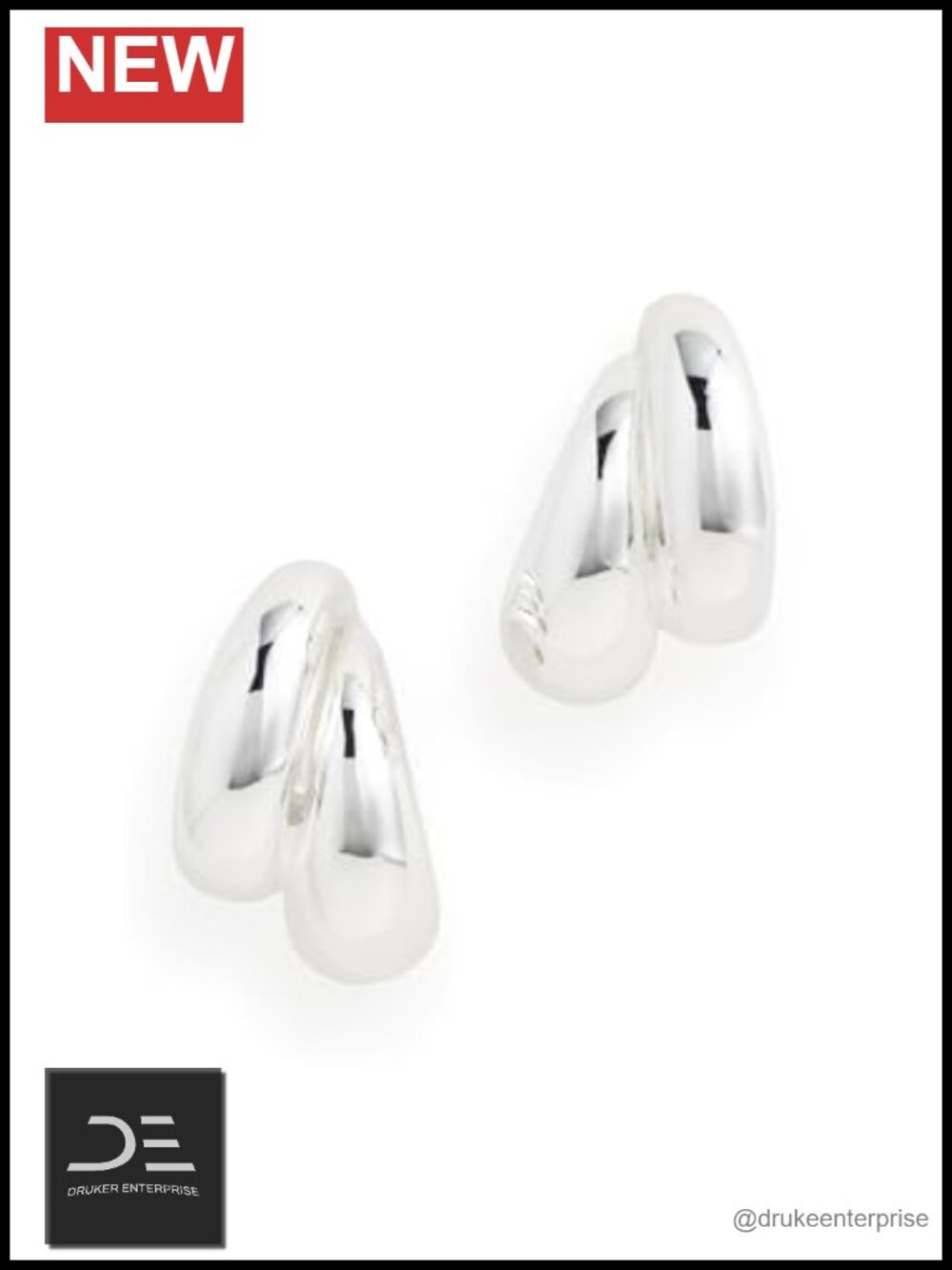 Polished Metal Drop and Dangle Earrings with Post Closure